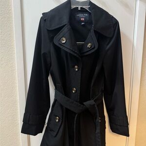 London Fog Black Double-Breasted Trench Coat with Belt